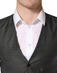 Dolce & Gabbana Dark Gray Wool Dress Formal Waistcoat Vest