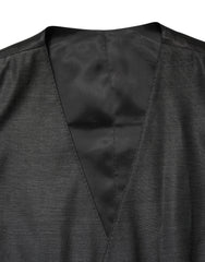 Dolce & Gabbana Dark Gray Wool Dress Formal Waistcoat Vest