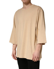 Dolce & Gabbana Beige Cotton Roundneck Oversized Fit T-shirt