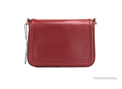 Marc Jacobs Medium Metal Signet Syrah Smooth Leather Flap Crossbody Purse Bag