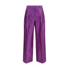Sara Roka Purple Silk Casual Pants