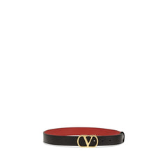 Valentino Garavani Black Calf Leather Bos Taurus Regular Belt