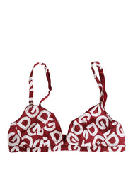 Dolce & Gabbana Red Logo Monogram Cotton Soft Cup Bra Underwear