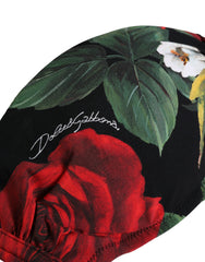 Dolce & Gabbana Black Floral Padded Halter Bikini Top Swimwear