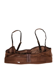 Dolce & Gabbana Brown DG Logo Nylon Mesh Balconette Bra Underwear