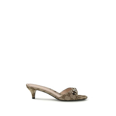Gucci Beige Fabric Stiletto Heel Sandals