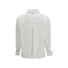 Ella White Cotton Pattern Shirt