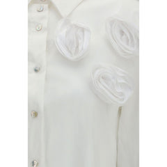 Ella White Cotton Pattern Shirt