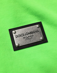 Dolce & Gabbana Green FullZip Fleece HoodedSweatshirt Sweater