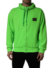 Dolce & Gabbana Green FullZip Fleece HoodedSweatshirt Sweater