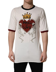 Dolce & Gabbana White King Of Love Print Cotton Men Jersey T-shirt