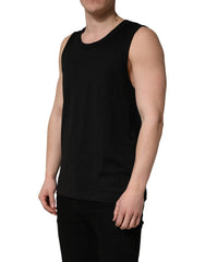 Dolce & Gabbana Black Cotton Sleeveless Men Tank Top T-shirt