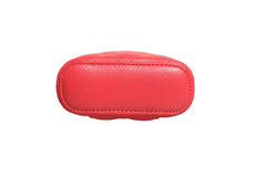 Chanel Red Caviar Quilted Small Vertical Coco Beauty Vanity Case with Chain