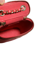 Chanel Red Caviar Quilted Small Vertical Coco Beauty Vanity Case with Chain