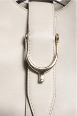 Gucci White Leather Stirrup Top Handle Bag