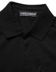 Dolce & Gabbana Black Cotton Collared Short Sleeves Men Polo T-shirt