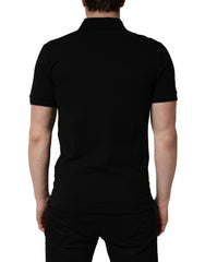 Dolce & Gabbana Black Cotton Collared Short Sleeves Men Polo T-shirt