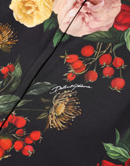 Dolce & Gabbana Black Floral Crepe Frill Detail Blouse Top