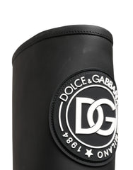 Dolce & Gabbana Black Rubberised Leather High Boots Shoes