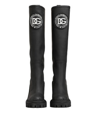 Dolce & Gabbana Black Rubberised Leather High Boots Shoes
