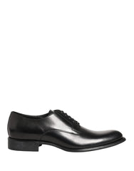 Dolce & Gabbana Black Calfskin Leather Derby Men Dress Shoes