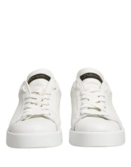 Dolce & Gabbana White Black Portofino Leather Sneakers Shoes