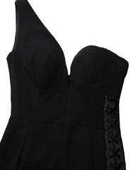 Dolce & Gabbana Black One Shoulder Neckline Long Gown Dress