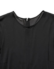Dolce & Gabbana Black Sheer Long Sleeves Sheath Midi Dress