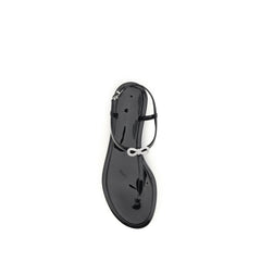 MACH & MACH Black Rubber Flat Sandals