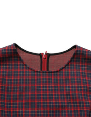 Dolce & Gabbana Red Black Checkered ShortSleeve Sheath Dress