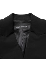 Dolce & Gabbana Black Wool DoubleBreasted Lace Sleeve Jacket