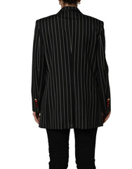 Dolce & Gabbana Black Stripe Double-Breasted Blazer Jacket