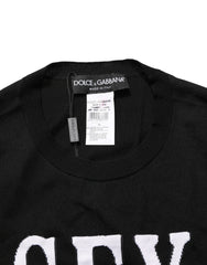 Dolce & Gabbana Black Graphic Print Long-Sleeved Top