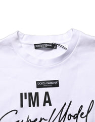 Dolce & Gabbana White I'm A Super Model Fan Print Jersey T-shirt