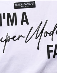 Dolce & Gabbana White I'm A Super Model Fan Print Jersey T-shirt