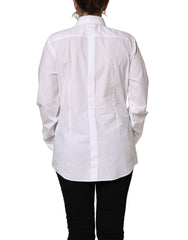 Dolce & Gabbana White Cotton Long Sleeve Button-Up Shirt Top