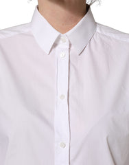 Dolce & Gabbana White Cotton Long Sleeve Button-Up Shirt Top