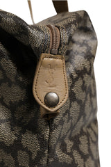 Saint Laurent Green and Brown Pattern Canvas Duffel Bag