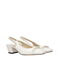 Jimmy Choo White Leather Flat Sandals