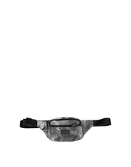 Dolce & Gabbana Black Nylon Brass Plate Camouflage Waist Fanny Pack Bag