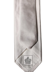 Dolce & Gabbana Light Gray Silk Satin Wide Adjustable Men Necktie Tie