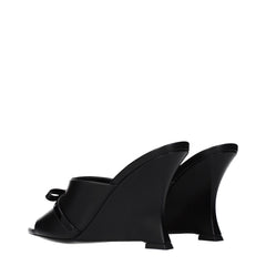 Versace Black Leather Wedge Sandals