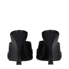 Versace Black Leather Wedge Sandals