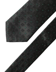 Dolce & Gabbana Black Geometric Silk Adjustable Men Tied Necktie Tie