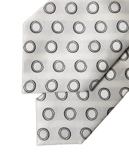 Dolce & Gabbana White Gray Polka Dot Silk Adjustable Women Necktie Tie