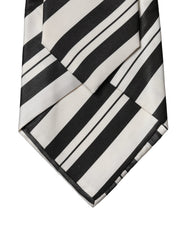 Dolce & Gabbana Black White Stripes Silk Adjustable Women Necktie Tie