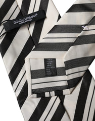 Dolce & Gabbana Black White Stripes Silk Adjustable Women Necktie Tie