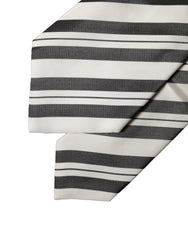 Dolce & Gabbana Black White Stripes Silk Adjustable Women Necktie Tie