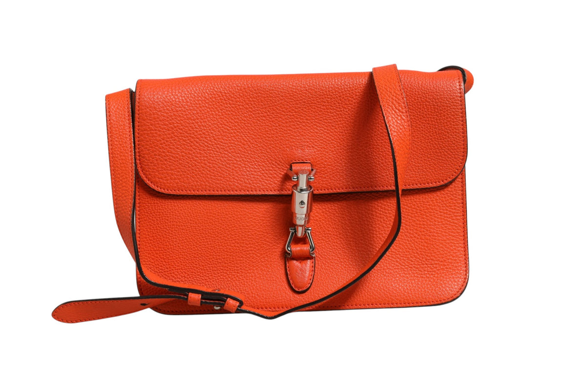 Gucci Jackie Soft Flap Shoulder Bag Leather Orange