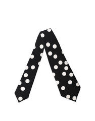 Dolce & Gabbana Black White Polka Dot Silk Adjustable Women Necktie Tie